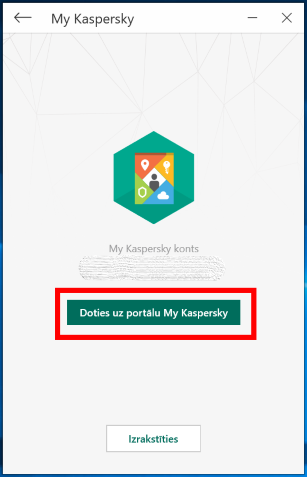 Image: opening My Kaspersky from the Kaspersky Secure Connection interface