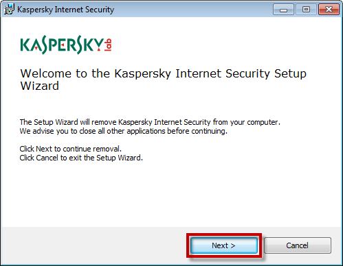 Follow the wizard's instructions to remove Kaspersky Internet Security 2015.