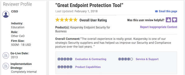 Kaspersky Lab Named A 18 Gartner Peer Insights Customers Choice In Endpoint Protection For The Second Consecutive Year