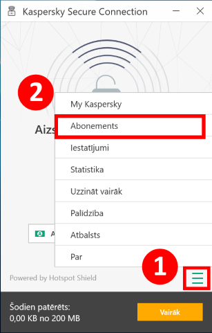 Image: Kaspersky Secure Connection main window