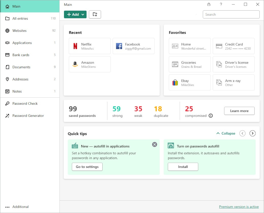 Kaspersky-Password-Manager-dashboard